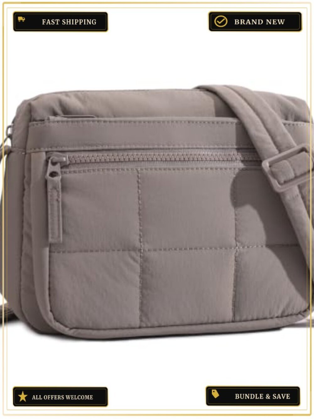 Puffy Nylon Crossbody Bag Quilted Sling Shoulder Purse Lightweight